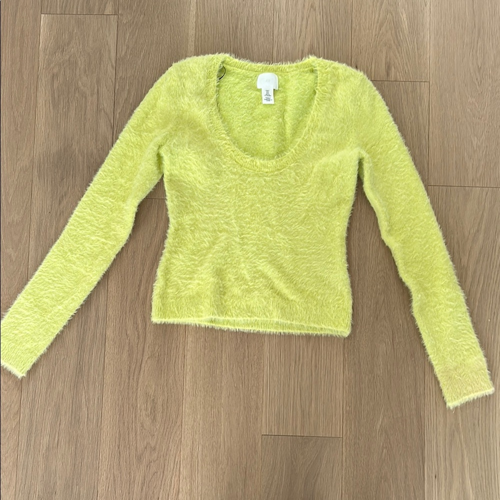 Women's Lime Green Fuzzy Sweater